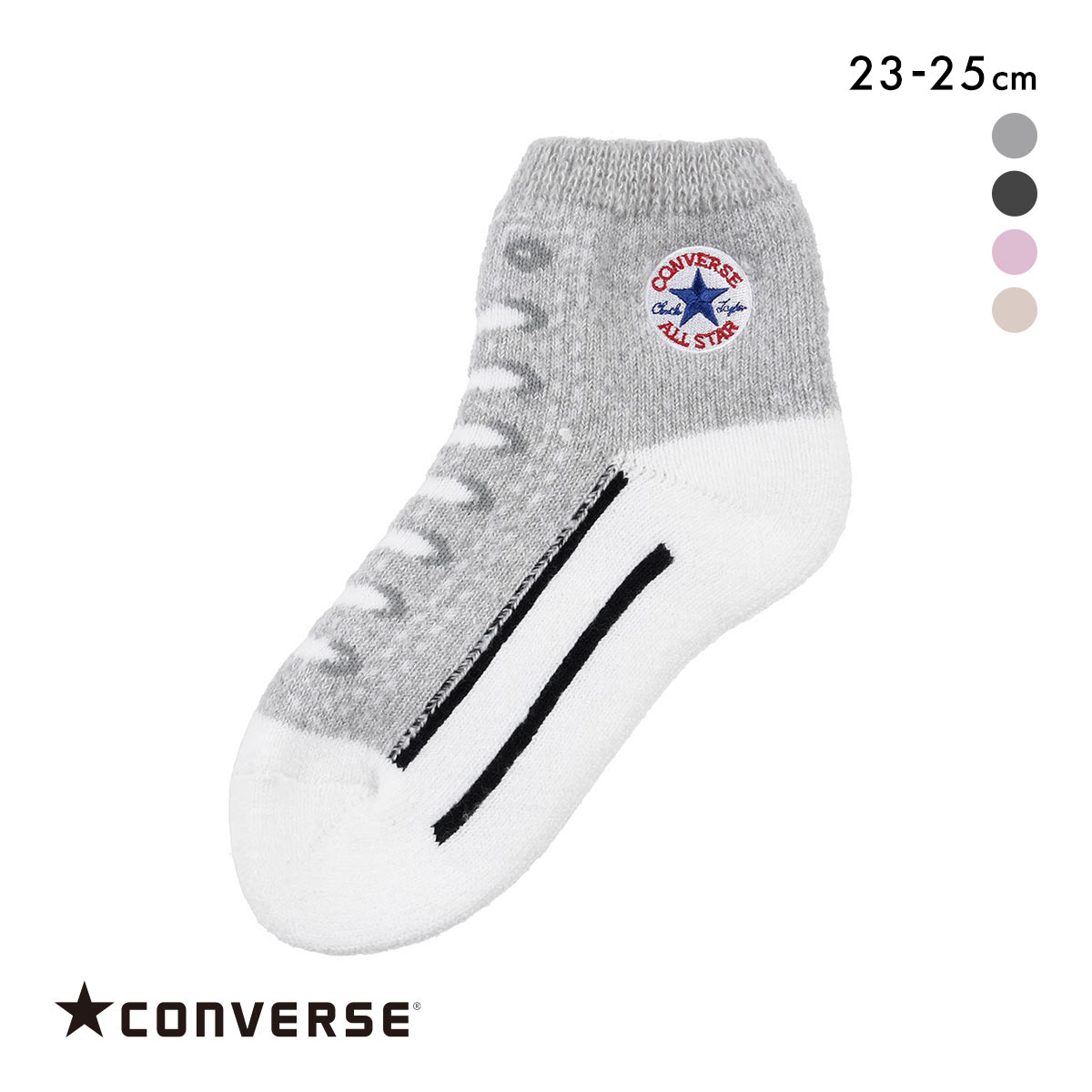 コンバース オールスター ハイカットデザイン ルームソックス レディース 靴下 23-25cm CONVERSE(GY-グレー-23-25cm)