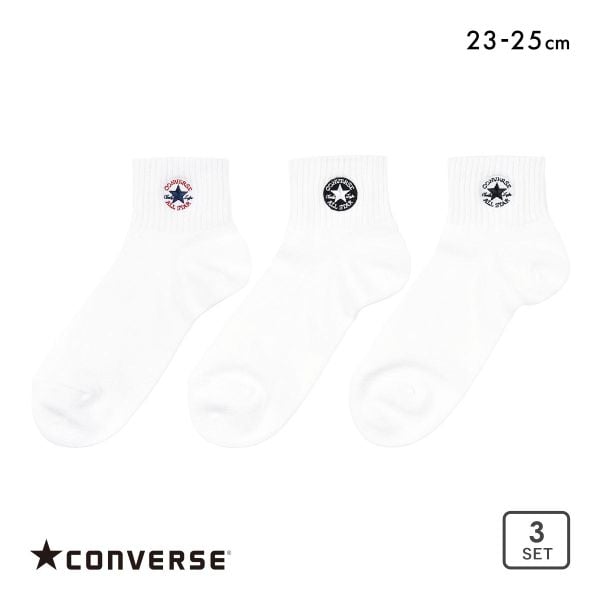 コンバース ワンスター刺繍 ショート丈 ソックス 3足セット レディース 靴下 CONVERSE 23-25cm
