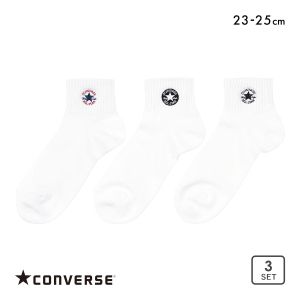 コンバース ワンスター刺繍 ショート丈 ソックス 3足セット レディース 靴下 CONVERSE 23-25cm