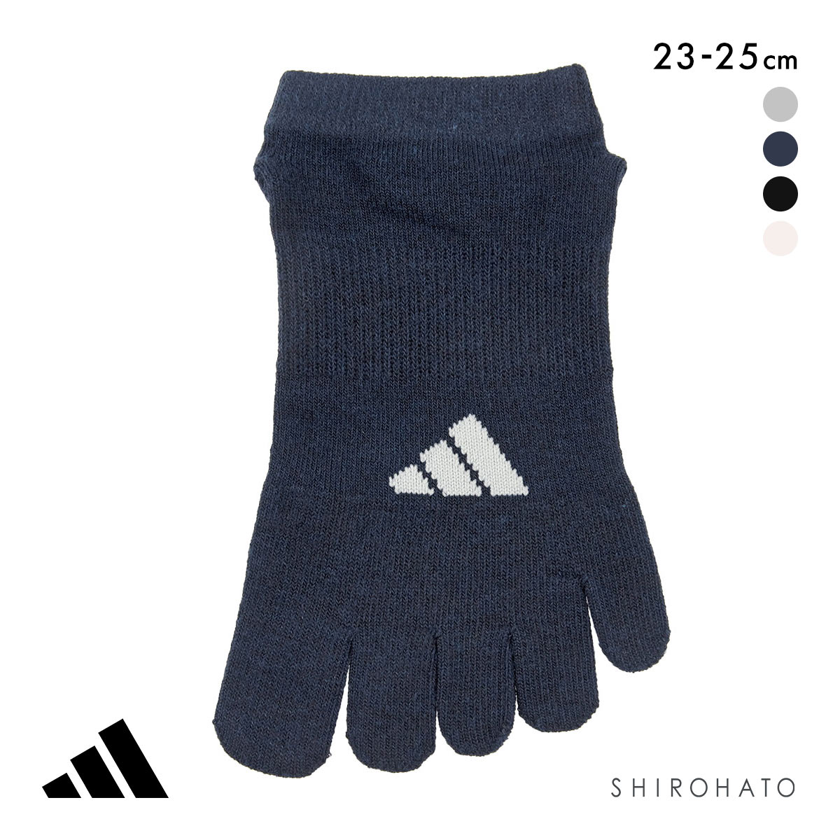 アディダス 足底滑り止め付き 5本指 スニーカー丈 ソックス レディース adidas 23-25cm(NV-ネイビー-23-25cm)
