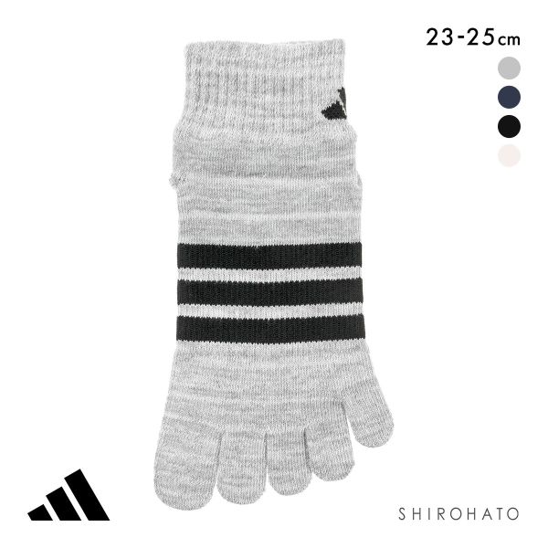 アディダス スリーストライプ 足底滑り止め付き 5本指 ショート丈 ソックス レディース adidas 23-25cm