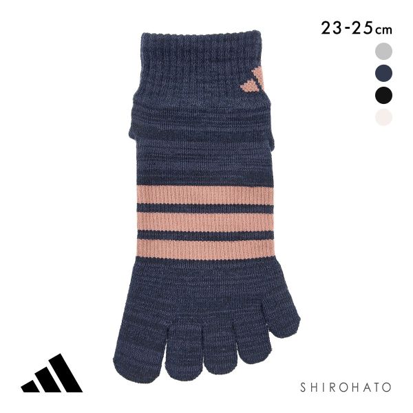 アディダス スリーストライプ 足底滑り止め付き 5本指 ショート丈 ソックス レディース adidas 23-25cm