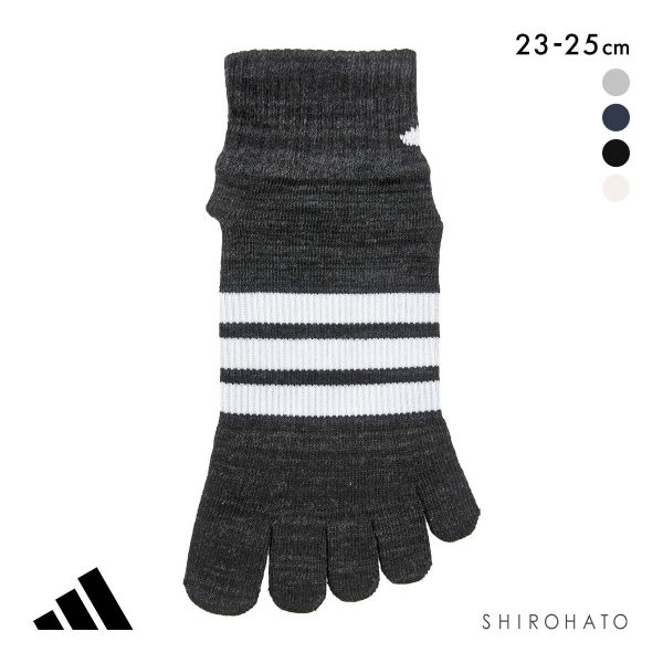 アディダス スリーストライプ 足底滑り止め付き 5本指 ショート丈 ソックス レディース adidas 23-25cm