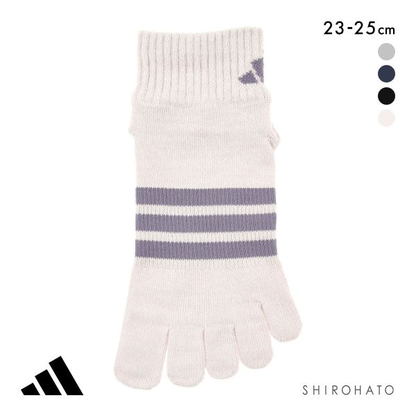 アディダス スリーストライプ 足底滑り止め付き 5本指 ショート丈 ソックス レディース adidas 23-25cm