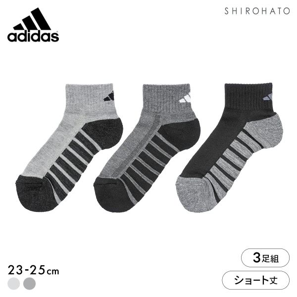 アディダス 足底パイル ショート丈 ソックス 3足セット レディース 靴下 保温 adidas 23-25cm