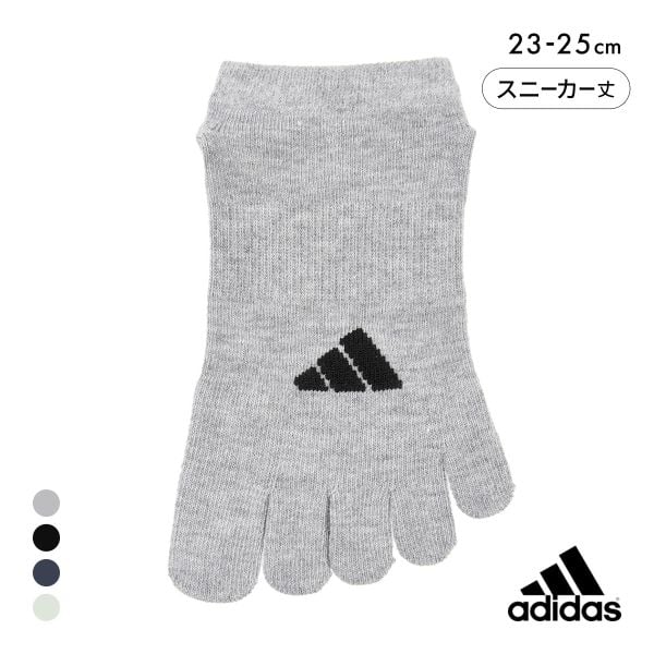 アディダス 滑り止め付き ワンポイントロゴ 5本指 スニーカー丈 ソックス レディース 靴下 23-25cm adidas