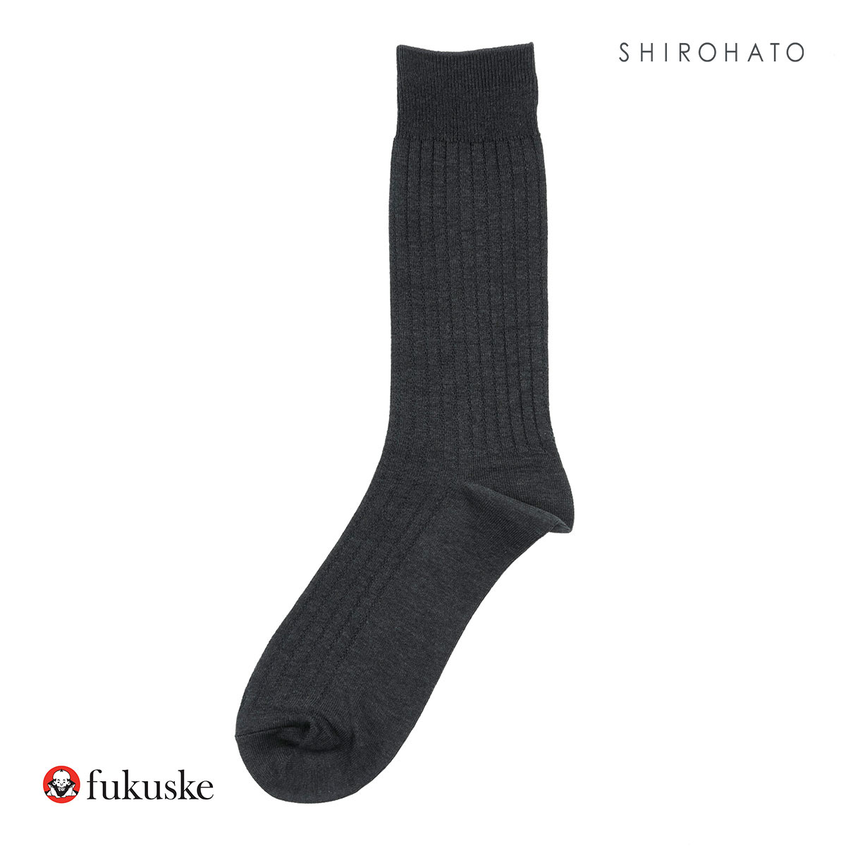 福助 fukuske 満足 本格スピード消臭 太リブ クルー丈ソックス メンズ 消臭 抗菌防臭 靴下 24-26cm 26-28cm(DGY-濃グレー-24-26cm)