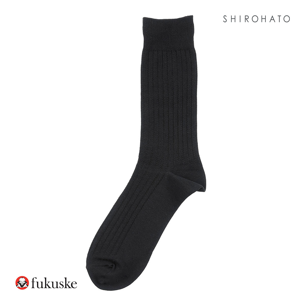 福助 fukuske 満足 本格スピード消臭 太リブ クルー丈ソックス メンズ 消臭 抗菌防臭 靴下 24-26cm 26-28cm(BK-ブラック-24-26cm)