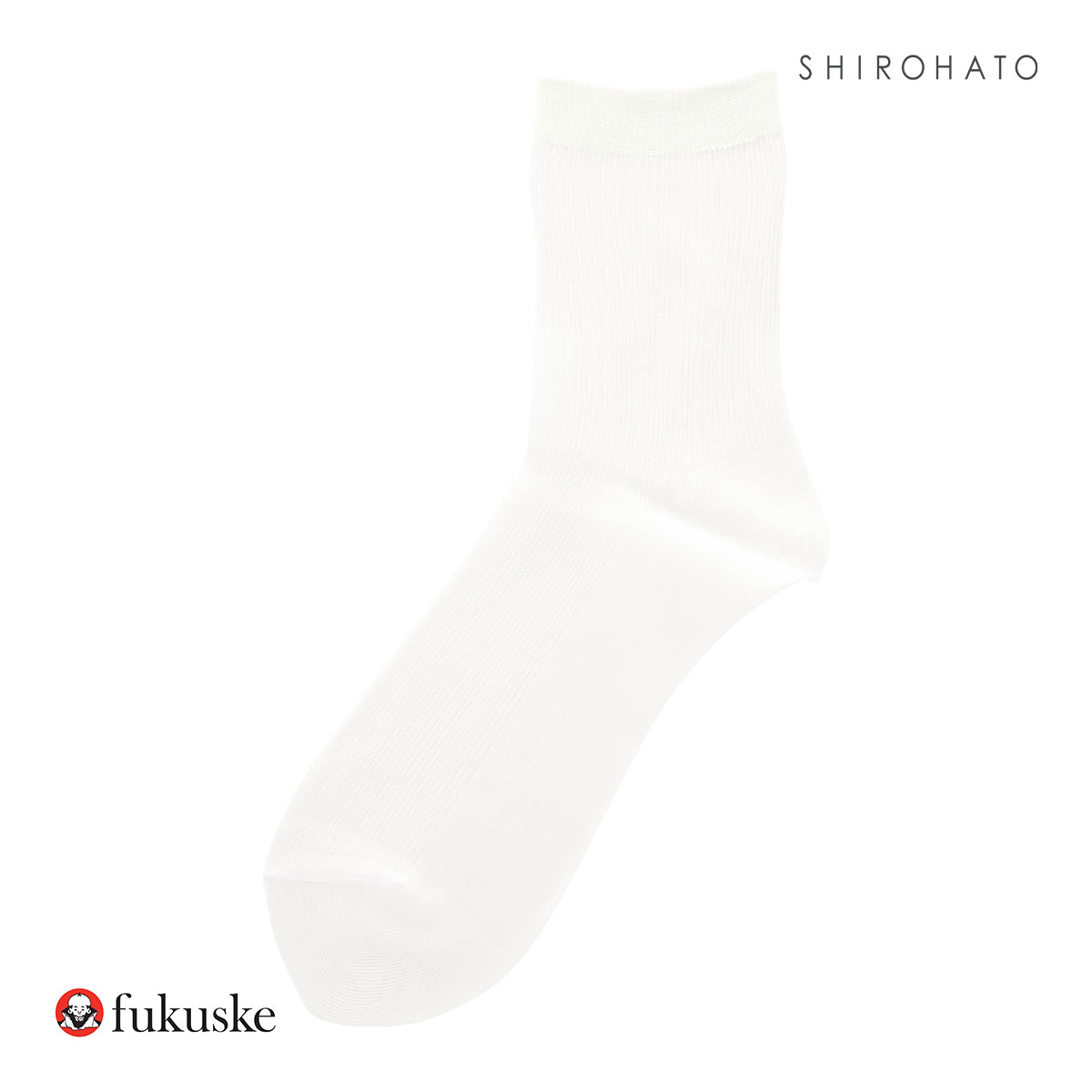 福助 fukuske ドット福助 .fukuske ソフトナイロン リブ クルー丈 ソックス レディース 無地 靴下 22.5-24.5cm(WH-ホワイト-22.5-24.5cm)