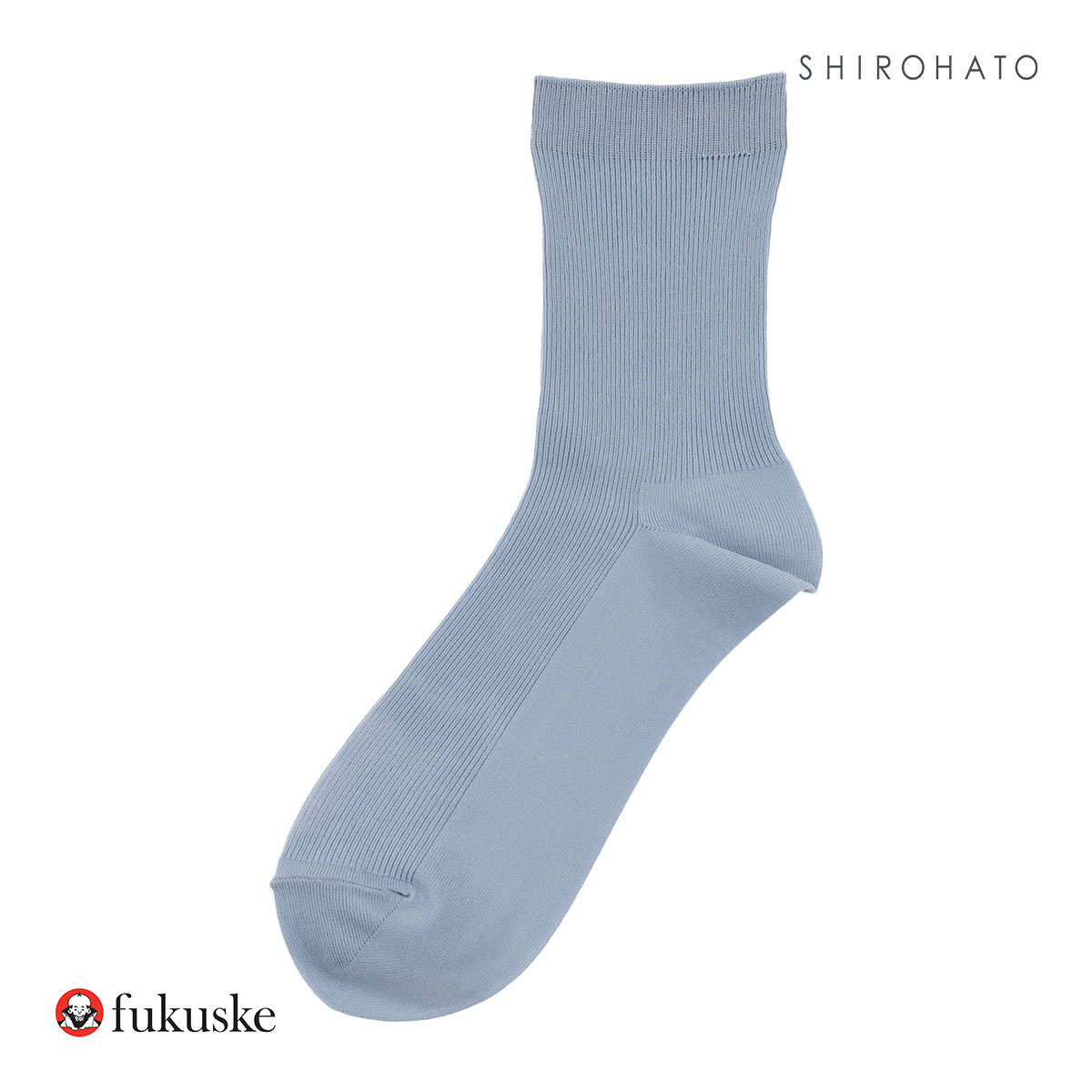 福助 fukuske ドット福助 .fukuske ソフトナイロン リブ クルー丈 ソックス レディース 無地 靴下 22.5-24.5cm(BU-ブルー-22.5-24.5cm)