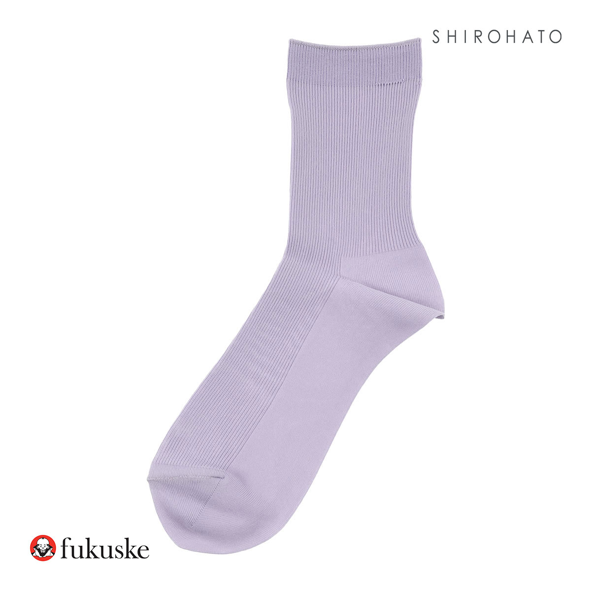 福助 fukuske ドット福助 .fukuske ソフトナイロン リブ クルー丈 ソックス レディース 無地 靴下 22.5-24.5cm(LV-ラベンダー-22.5-24.5cm)