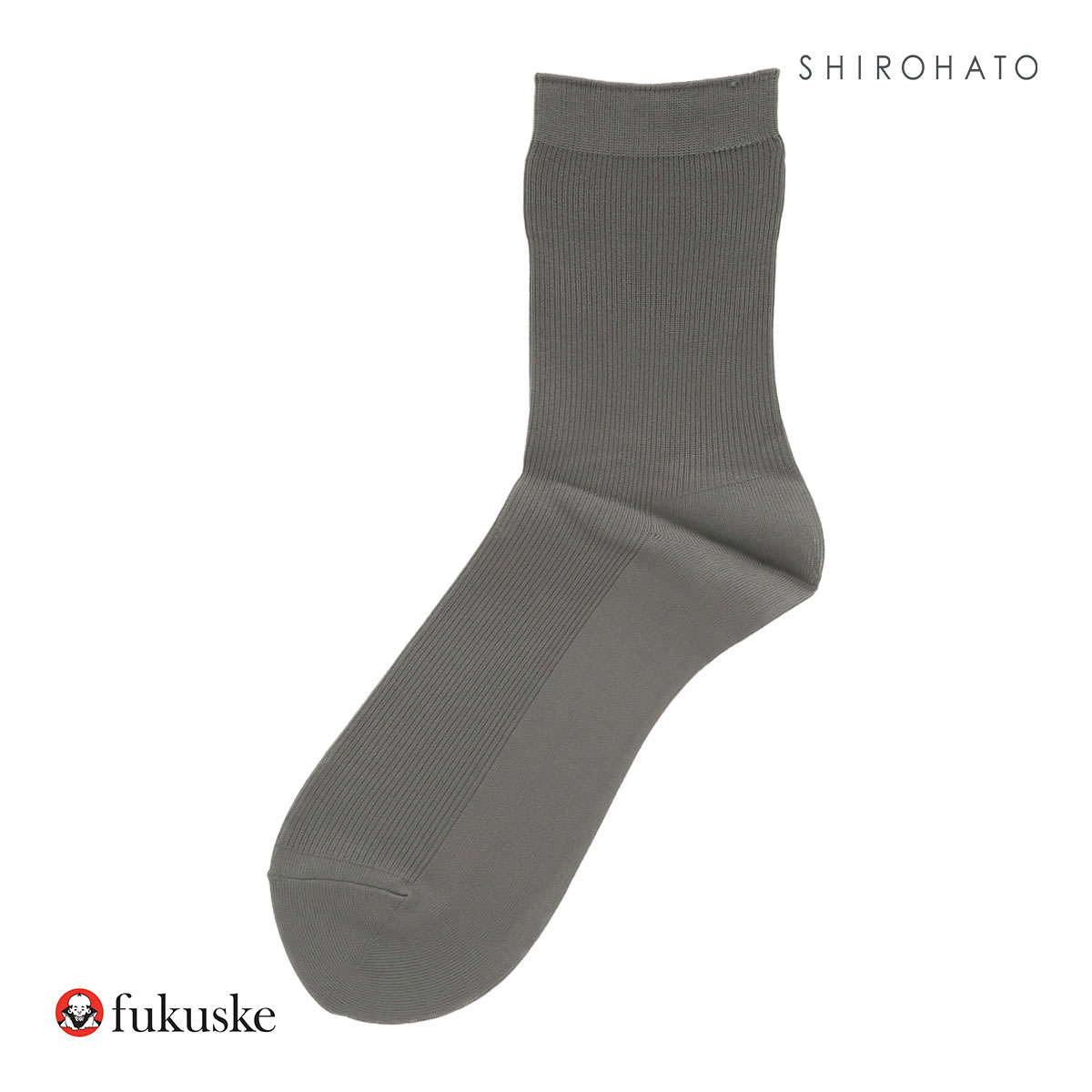 福助 fukuske ドット福助 .fukuske ソフトナイロン リブ クルー丈 ソックス レディース 無地 靴下 22.5-24.5cm(CGY-チャコールグレー-22.5-24.5cm)