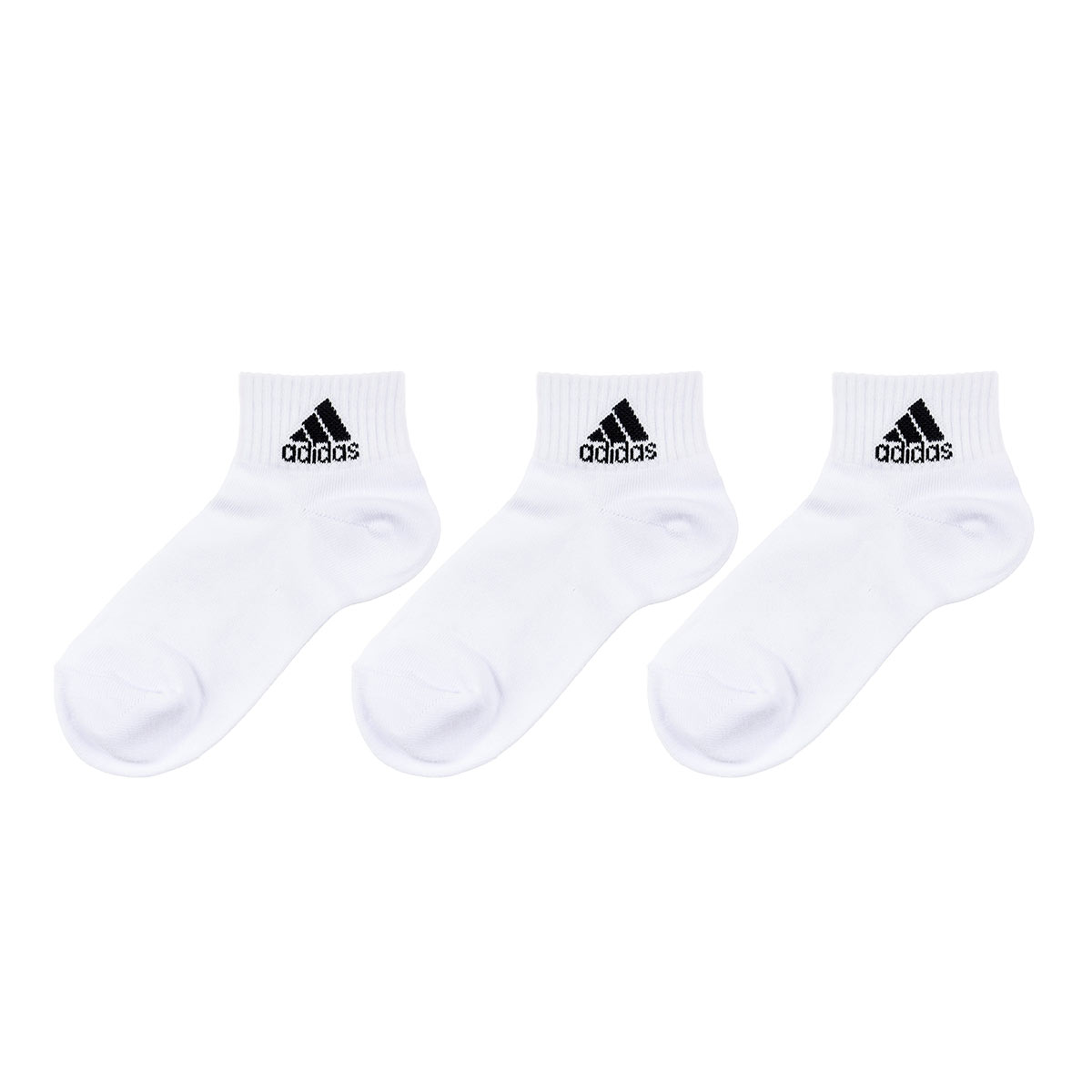アディダス adidas ショート丈ソックス 三足組 レディース ワンポイント 消臭 定番 ベーシック 23-25cm(WH-ホワイト-23-25cm)