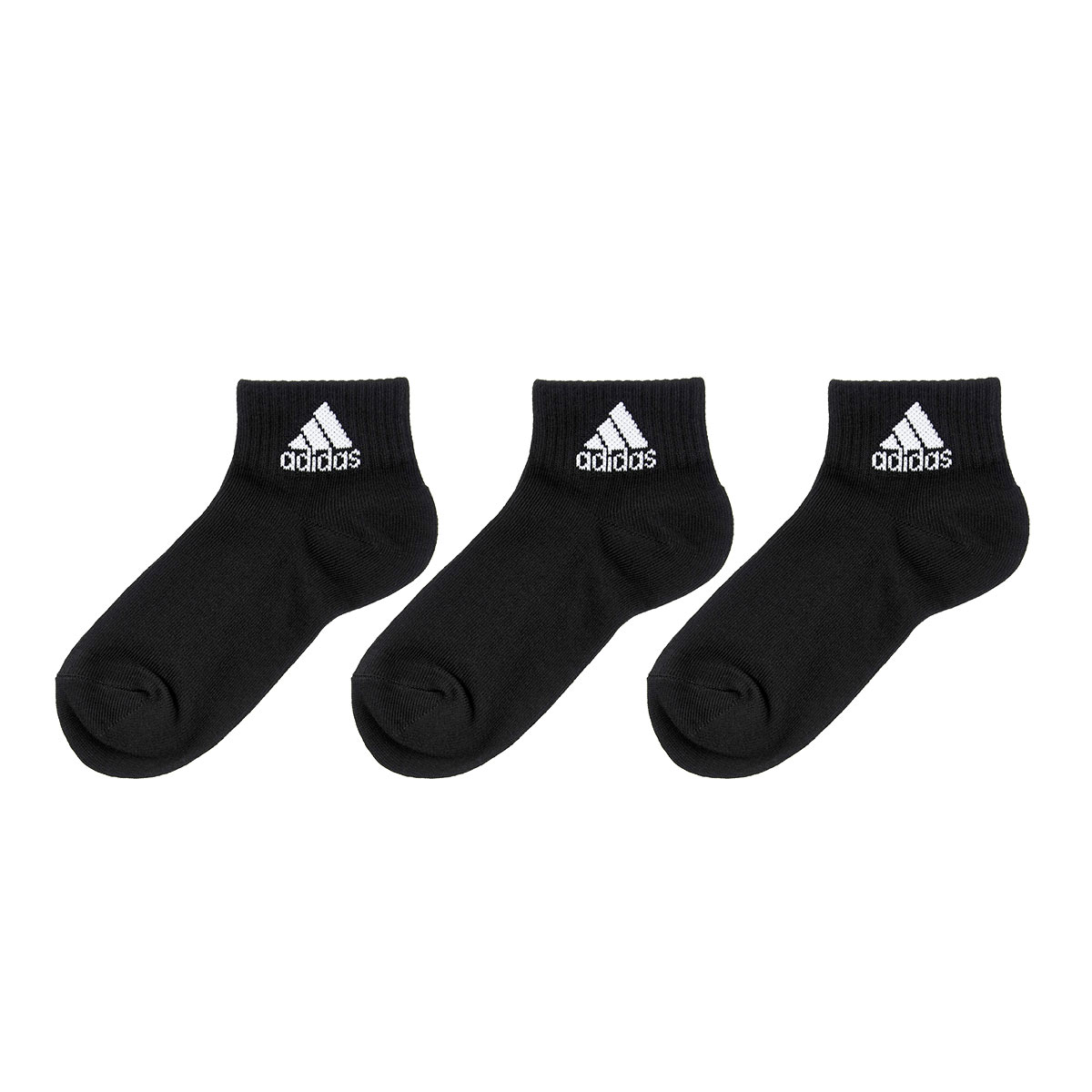 アディダス adidas ショート丈ソックス 三足組 レディース ワンポイント 消臭 定番 ベーシック 23-25cm(BK-ブラック-23-25cm)