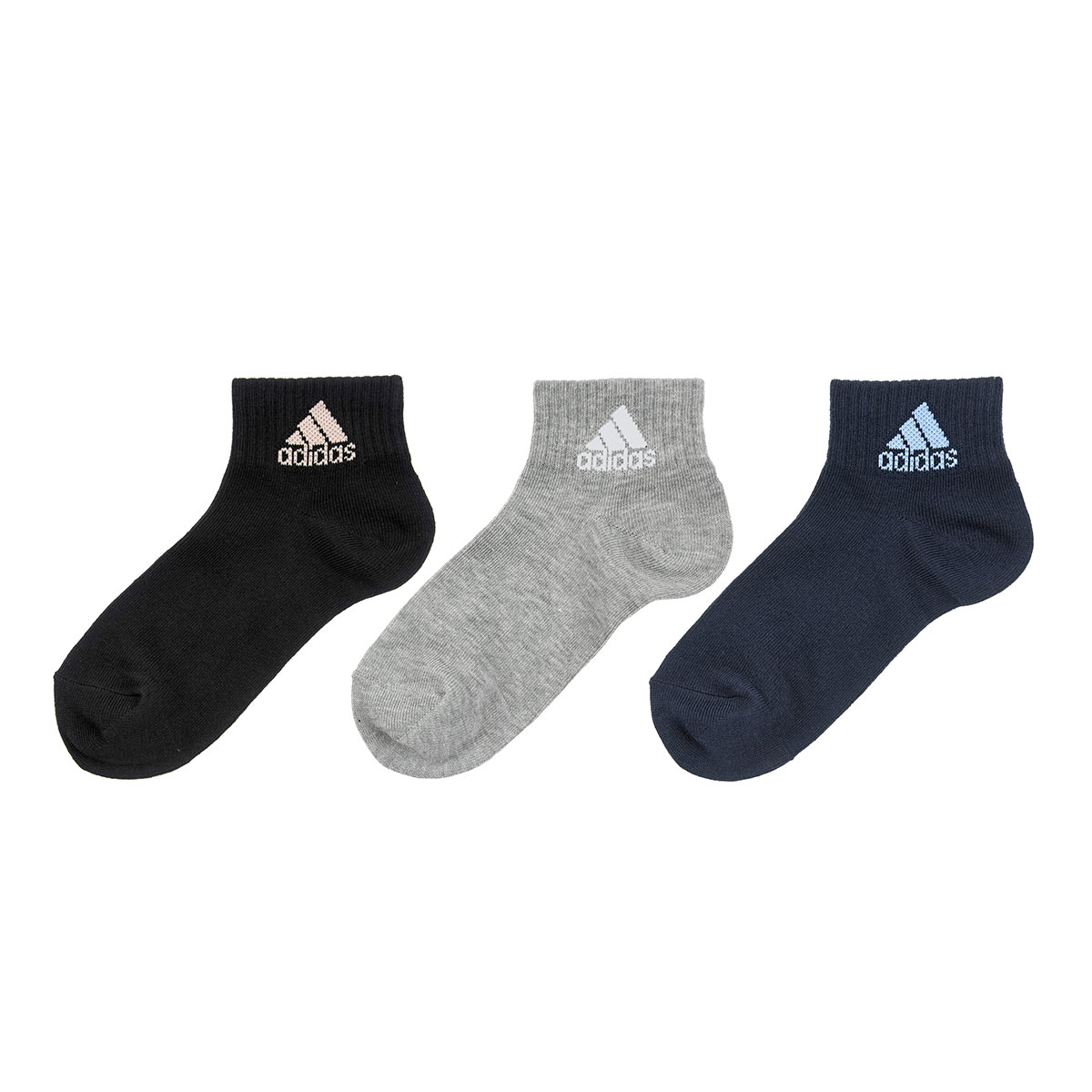 アディダス adidas ショート丈ソックス 三足組 レディース ワンポイント 消臭 定番 ベーシック 23-25cm(MIX-ミックス-23-25cm)