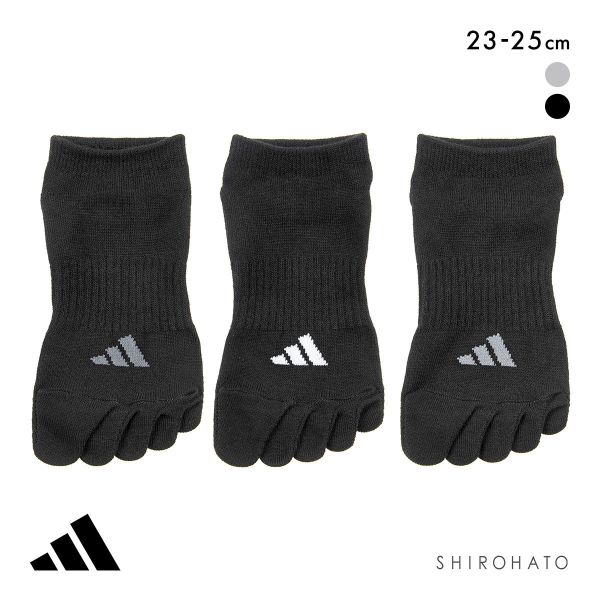 アディダス ベーシック 5本指 スニーカー丈 ソックス 3足セット レディース 靴下 adidas 破れにくい 23-25cm