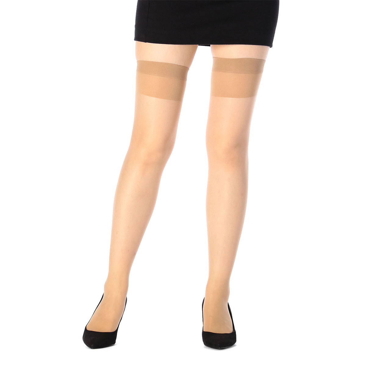 福助 Fukuske 満足 ショートストッキング ひざ上丈(SB-サワーベージュ-22-25cm)