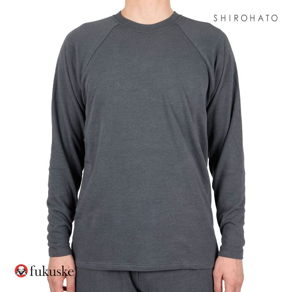 福助 fukuske 出雲ソフト IZUMO SOFT パイル生地 ラグランスリーブ クルーネック 長袖シャツ メンズ ルームウェア インナー