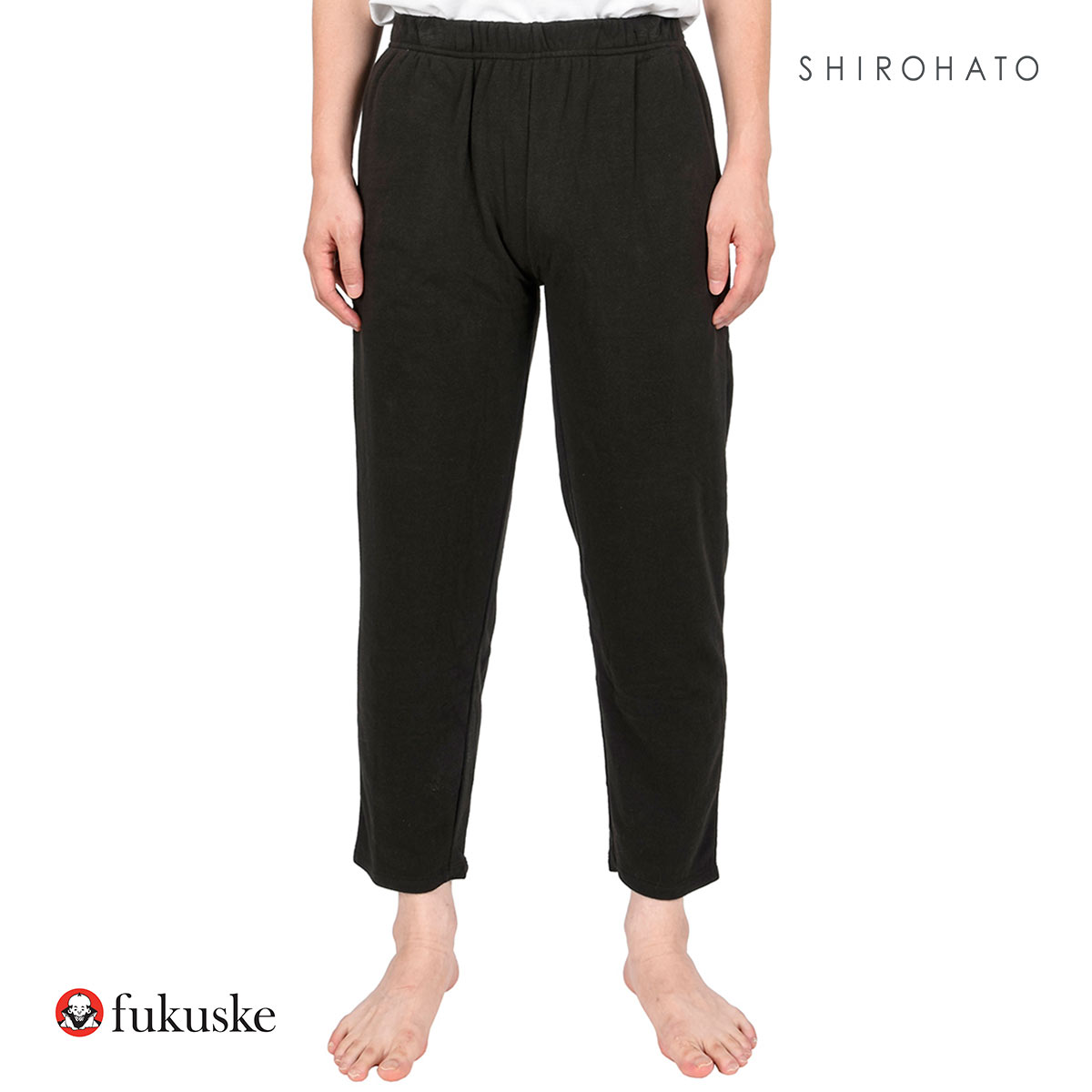 福助 fukuske 出雲ソフト IZUMO SOFT パイル生地 ロングパンツ メンズ ボトムス ルームウェア インナー(BK-ブラック-M)