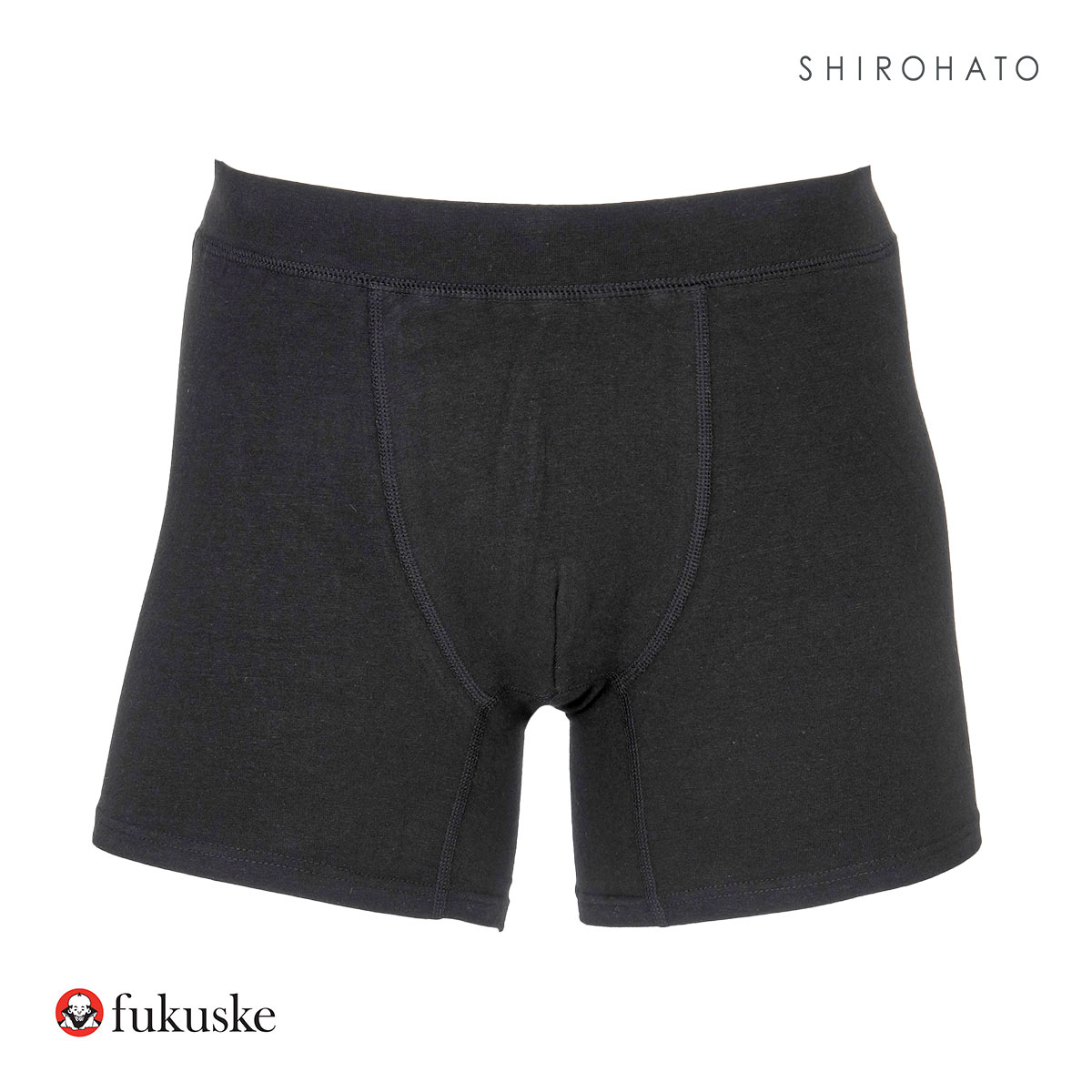 福助 fukuske 出雲ソフト IZUMO SOFT 綿混 ボクサーブリーフ メンズ ボトムス インナー 前とじ(BK-ブラック-M)