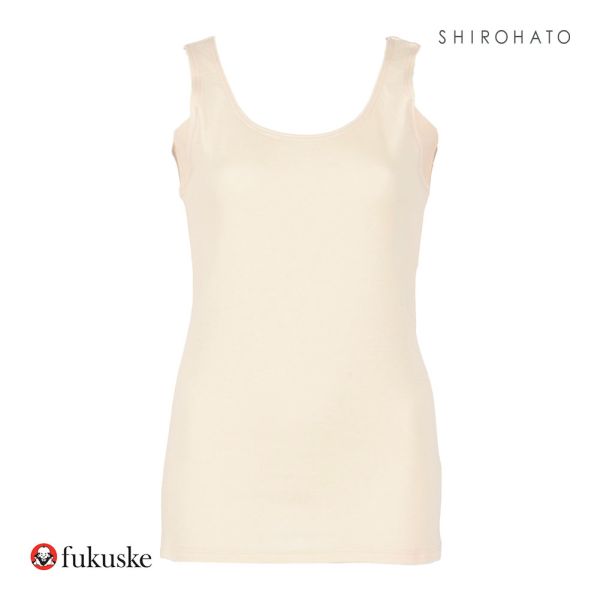 福助 fukuske 満足 出雲ソフト IZUMO SOFT やわらか熟成綿 接結ガーゼ タンクトップ 汗取り付き レディース 綿100％ インナー