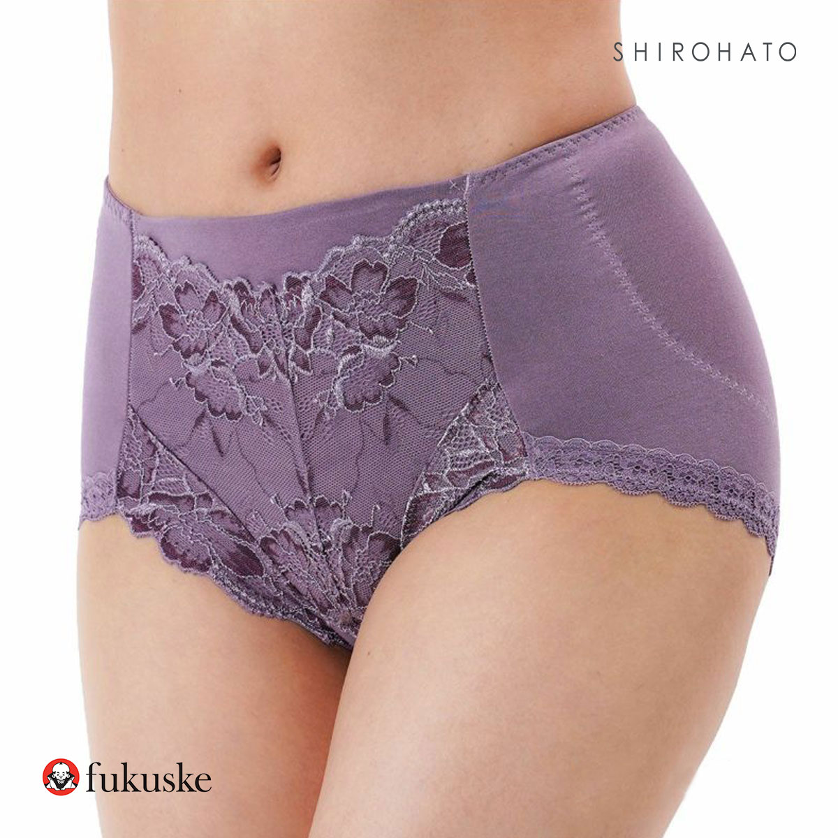 福助 fukuske 満足 お腹・ヒップ引き上げ スタンダードショーツ レディース やや深履きタイプ ヒップアップ 37-3172 単品(PU-パープル-M)