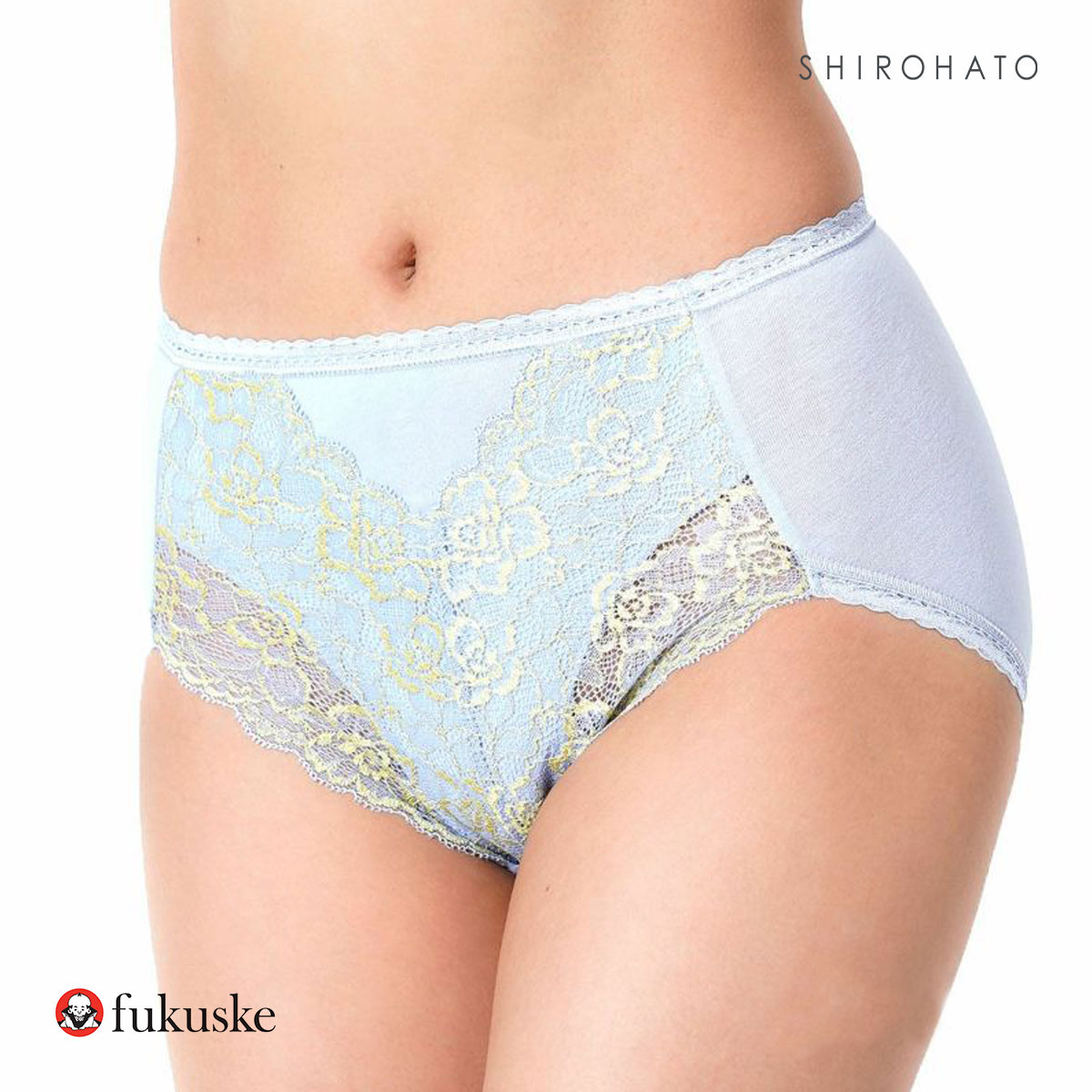福助 Fukuske 満足 ヒップを包み込む フロントレース ショーツ スタンダード レディース 単品(BU-ブルー-M)