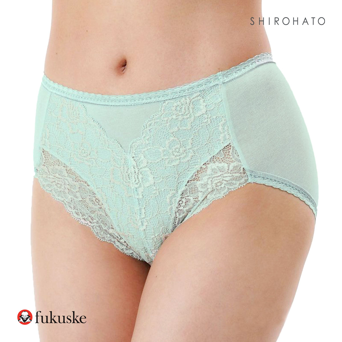 福助 Fukuske 満足 ヒップを包み込む フロントレース ショーツ スタンダード レディース 単品(MI-ミント-M)