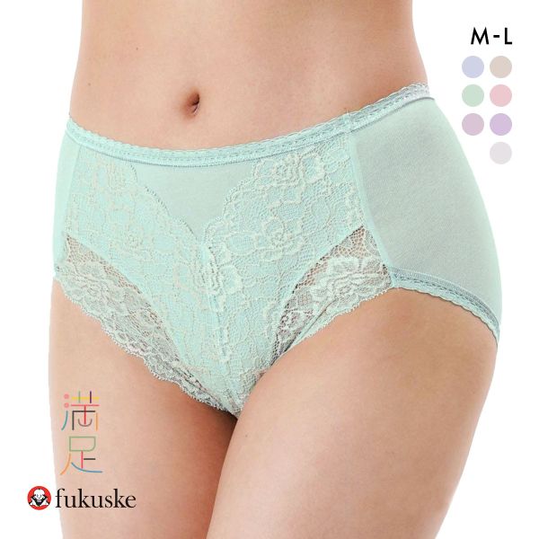 福助 Fukuske 満足 ヒップを包み込む フロントレース ショーツ スタンダード レディース 単品