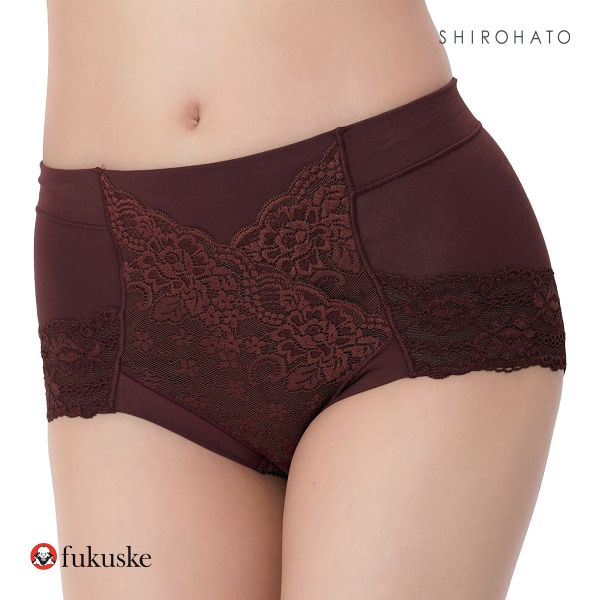 福助 Fukuske 集中美腹メイク ショーツ やや深ばき フロントレース スタンダード レディース 単品