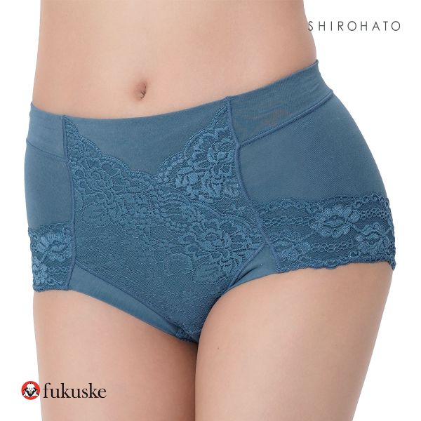 福助 Fukuske 集中美腹メイク ショーツ やや深ばき フロントレース スタンダード レディース 単品