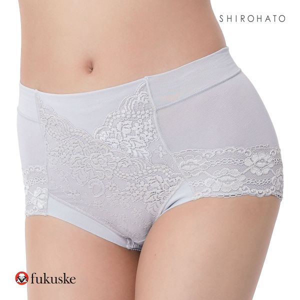 福助 Fukuske 集中美腹メイク ショーツ やや深ばき フロントレース スタンダード レディース 単品