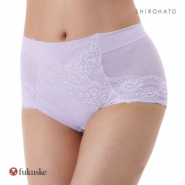 福助 Fukuske 集中美腹メイク ショーツ やや深ばき フロントレース スタンダード レディース 単品