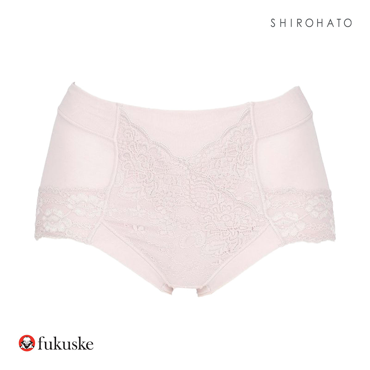 福助 Fukuske 集中美腹メイク ショーツ やや深ばき フロントレース スタンダード レディース 単品(LPI-薄ピンク-M)