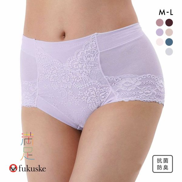 福助 Fukuske 集中美腹メイク ショーツ やや深ばき フロントレース スタンダード レディース 単品