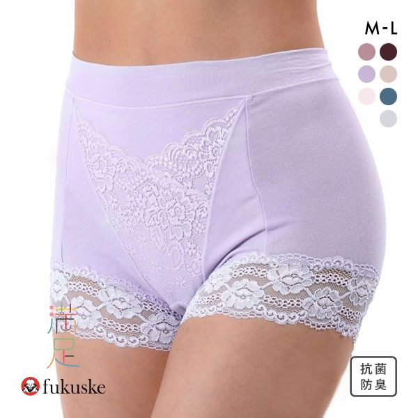 福助 Fukuske 集中美腹メイク 1分丈ショーツ やや深ばき フロントレース ボーイレングス レディース 単品