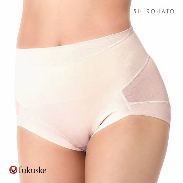 福助 fukuske 満足 お腹リフトアップ ショーツ やや深ばき レディース ノンレース 綿混 補正 抗菌防臭 ML