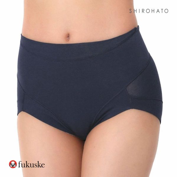 福助 fukuske 満足 お腹リフトアップ ショーツ やや深ばき レディース ノンレース 綿混 補正 抗菌防臭 ML