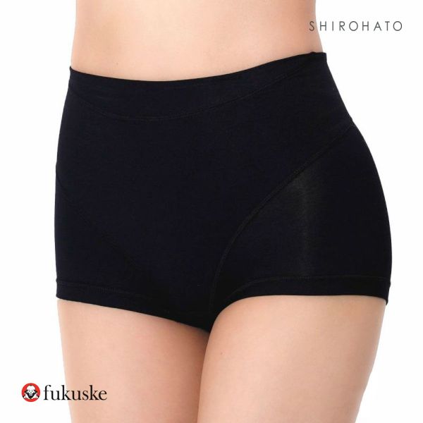 福助 fukuske 満足 お腹リフトアップ 1分丈 ショーツ レディース ノンレース 綿混 補正 抗菌防臭 ML
