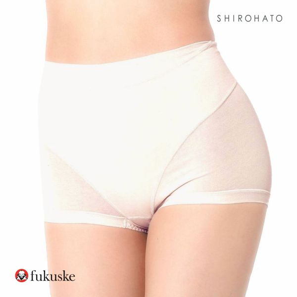 福助 fukuske 満足 お腹リフトアップ 1分丈 ショーツ レディース ノンレース 綿混 補正 抗菌防臭 ML
