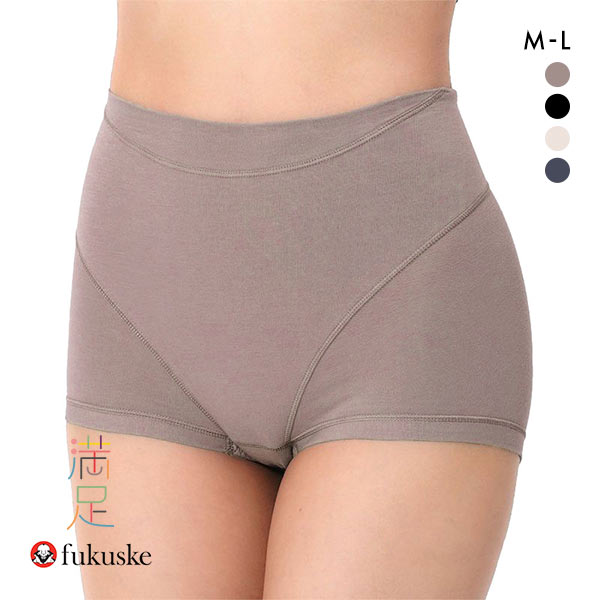 福助 fukuske 満足 お腹リフトアップ 1分丈 ショーツ レディース ノンレース 綿混 補正 抗菌防臭 ML
