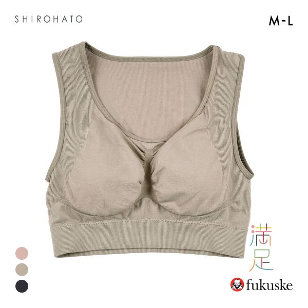 福助 満足 美温活 美姿勢サポート ハーフトップ レディース カップ付き ブラジャー fukuske