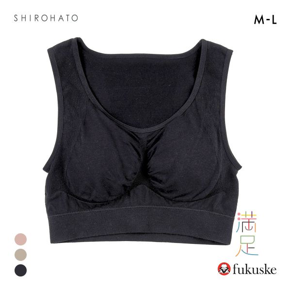 福助 満足 美温活 美姿勢サポート ハーフトップ レディース カップ付き ブラジャー fukuske