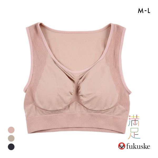 福助 満足 美温活 美姿勢サポート ハーフトップ レディース カップ付き ブラジャー fukuske