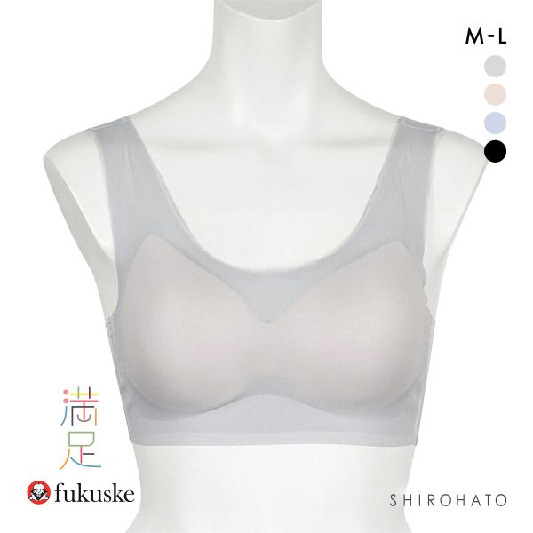 福助 満足 美涼活 メッシュ ハーフトップ レディース ノンワイヤー ブラジャー 接触冷感 ワイヤレス fukuske