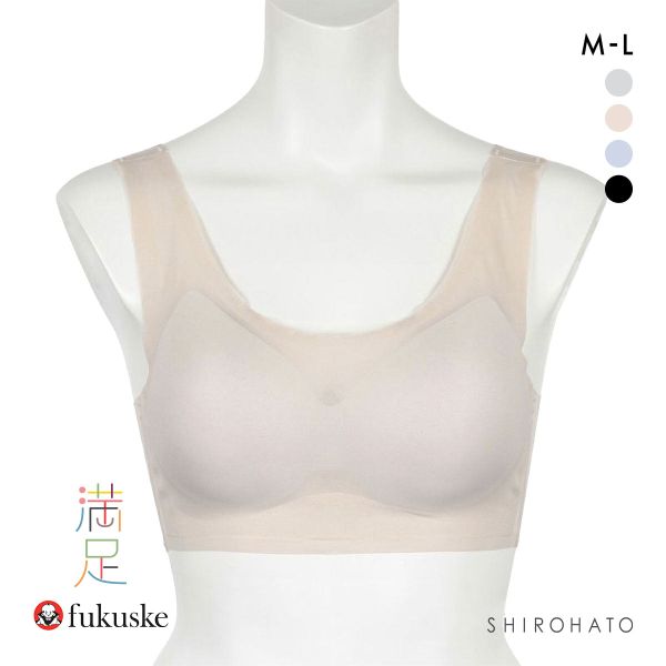 福助 満足 美涼活 メッシュ ハーフトップ レディース ノンワイヤー ブラジャー 接触冷感 ワイヤレス fukuske