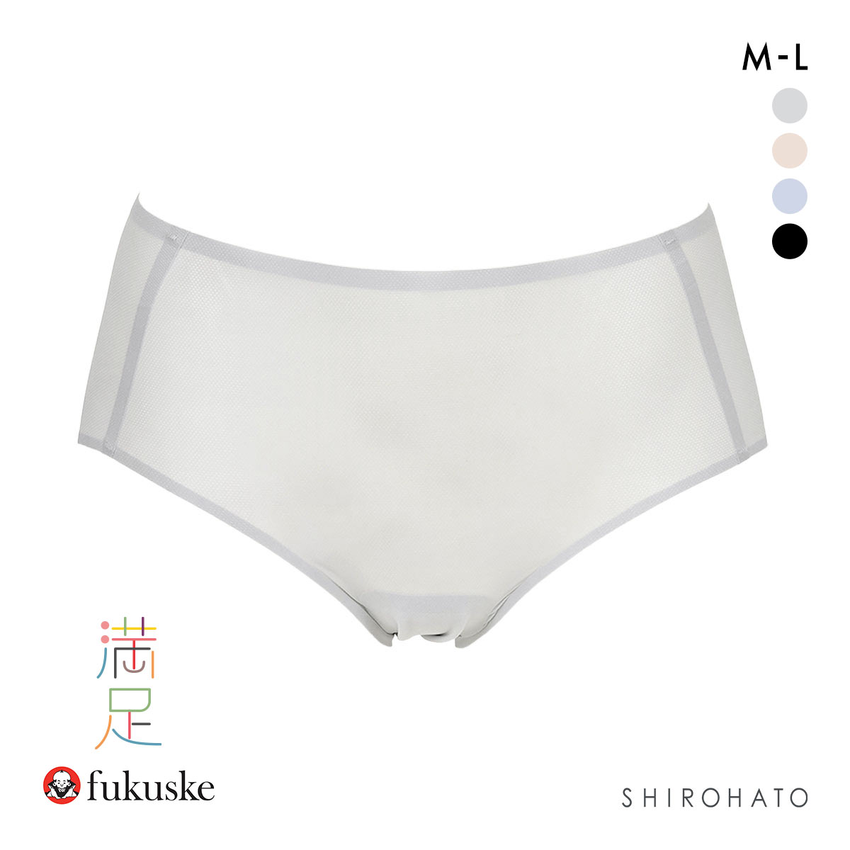 福助 満足 美涼活 メッシュ スタンダード ショーツ レディース 接触冷感 fukuske(GY-グレー-M)