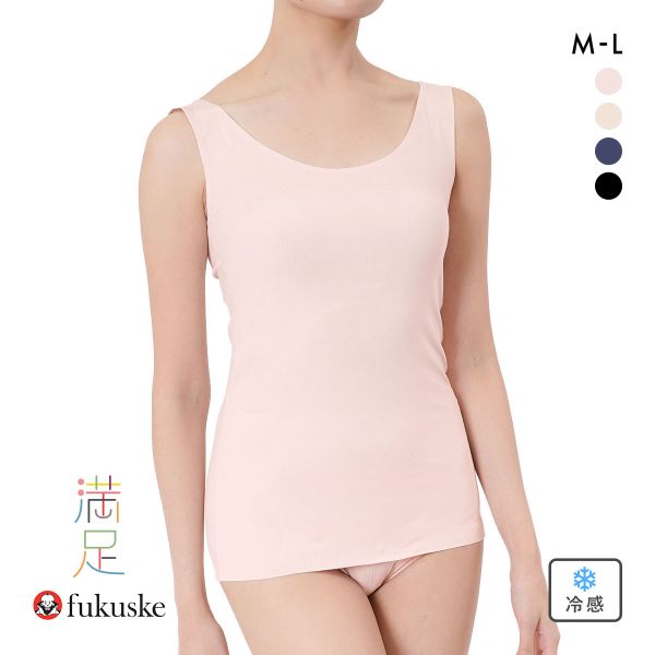 福助 満足 美涼活 タンクトップ レディース インナー 接触冷感 綿混 fukuske