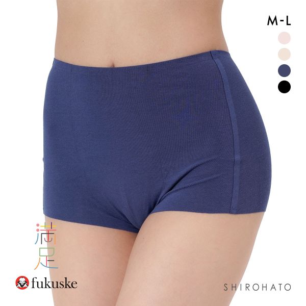 福助 満足 美涼活 1分丈 ショーツ レディース ボクサーショーツ 接触冷感 綿混 fukuske