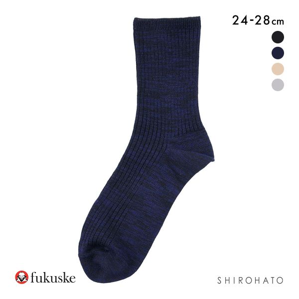 福助 ふくらし くちゴムなし クルー丈 ソックス メンズ 靴下 抗菌防臭 fukuske 24-26cm 26-28cm